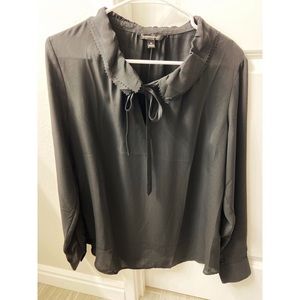 Banana Republic black tie-neck blouse, M
